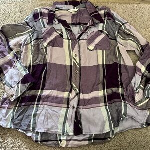 cj banks purple plaid button down with sparkles size 1X 
Cuter in person